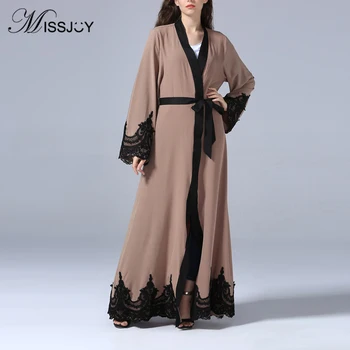 MISSJOY Naujas 2021 Dubajaus Musulmonų Moterims, Elegantiškas Islamo Cardigan Kaftan Abayas Kimono Maxi Suknelė Pakistano, turkijos Ilgai Skraiste