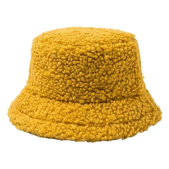 Moterų Tirštėti Fuzzy Pliušinis Kibiro Kepurę Vientisos Spalvos Žiemą Šilčiau Žvejo Kepurė