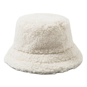 Moterų Tirštėti Fuzzy Pliušinis Kibiro Kepurę Vientisos Spalvos Žiemą Šilčiau Žvejo Kepurė