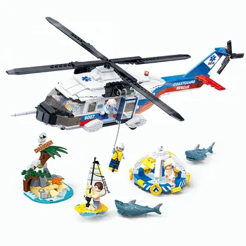 GUDI Gelbėjimo Miestas Jūrų Gelbėjimo Operacija Gaisrinės Sraigtasparnis Blokai Kit Plytų Klasikinis Modelis Žaislai Vaikams Dovanų