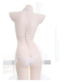 Seksualus Kawaii Stiliaus Moterų apatinis Trikotažas 2VNT Nustatyti Bra &Panties Nustatyti Bikini Cute Lolita Underwear Cosplay Karšto Seksualus apatinis Trikotažas Atvira Liemenėlė