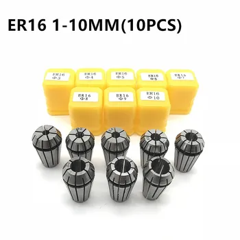 ER16 1-10MM (10VNT) tikslumo chuck chuck 0.008 mm, naudojami CNC tekinimo frezavimo įrankio laikiklis graviravimas mašina ašinis variklis, ER