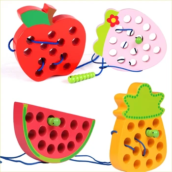Žaislai Caterpillar Valgyti Vaisių Medinių Blokų Vaikams Mokomieji Žaislai Vaikams Ankstyvo Mokymosi Labirintas Žaislas