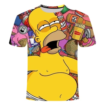 2020 3D Anime T-shirt wen moterų Simpson Spausdinti marškinėliai vyrams, atsitiktinis Harajuku juokingas animacinių filmų T-shirt Apvalus kaklas trumpas rankovėmis Marškinėlius
