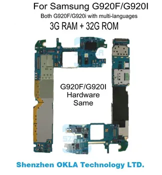 1pcs Samsung Galaxy S6 SM G920F G920i 3GB RAM 32 GB ROM Mainboard Plokštė Logika Valdybos Pakeitimo atrakinta naudojamas originalus