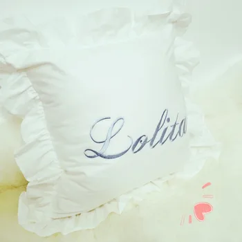 DUNXDECO Pagalvės Dangtelis Baltos Medvilnės Aikštėje Pagalvėlė Padengti prancūzijos Elegantiškas Svajonių Mergina Lolita Siuvinėjimo Dekoratyvinės Pagalvės užvalkalą Dekoras