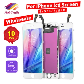 10 vnt. /Daug LCD Ekranas iPhone 6 7 8 6S Plus X Touch Screen+3D Touch ID iPhone 4 4S 5 5S 5C SE LCD Nėra Negyvų Pikselių