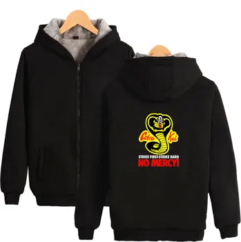 Karate Kid žiemos hoodie vilnos šilta Striukė tirštėti kailis Kobra Ka Streikuoti, Pirmas Streikas Sunku No Mercy HD Logotipą, hoodies palaidinukė