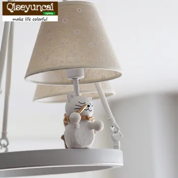 Qiseyuncai Amerikos animaciją LED vaikas liustra, berniukas, mergaitė, miegamasis žakardo audinys padengti namų tobulinimo apšvietimas