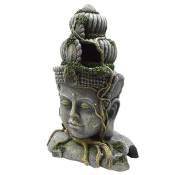 Akvariumas Akmens Buda Ornamentu Retro Figūrėlės Dervos Žuvų Bakas Roplių Slėptuvę Urvo Kraštovaizdžio Puošmena Reikmenys #