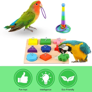 AAAK -Paukščių Mokymo Žaislai Papūga Žvalgybos Žaislas Papūga Medinių Blokas Dėlionės, Žaislų Krūvas Žiedai Žaislas