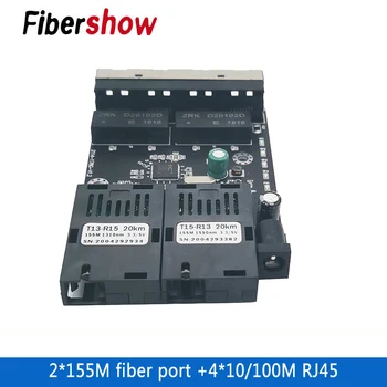 Ethernet Pluošto jungiklis 4 RJ45 2 PK Optinių Laikmenų Keitiklis Vienos rūšies pluošto Uosto PCB 10/100M 10 vienetų naujas