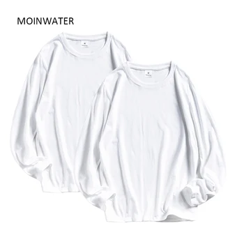 MOINWATER Moterys T marškiniai, Didmeninė 2 vnt Kieto Medvilnės ilgomis Rankovėmis marškinėliai Lady Atsitiktinis Tees&Viršūnės