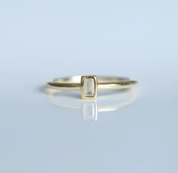 Aukso spalvos mados paprasta papuošalai vieno akmens batono cz dydis 6 7 8 mielas subtilus minimalistinis mergina paprastas žiedas