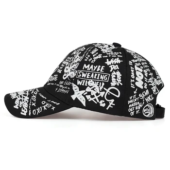 Mados Grafiti spausdinimo beisbolo kepuraitę Reguliuojama medvilnės hip-hop street skrybėlės Pavasario vasaros lauko laisvalaikio skrybėlę Pora kepurės