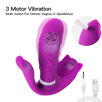 Belaidžio Trys Varikliai Šildymo Vibratorių Vibratorius Moterims G Spot Makšties Vibratorius Moterų Etrotic Sekso Žaislai Suaugusiems Masturbator